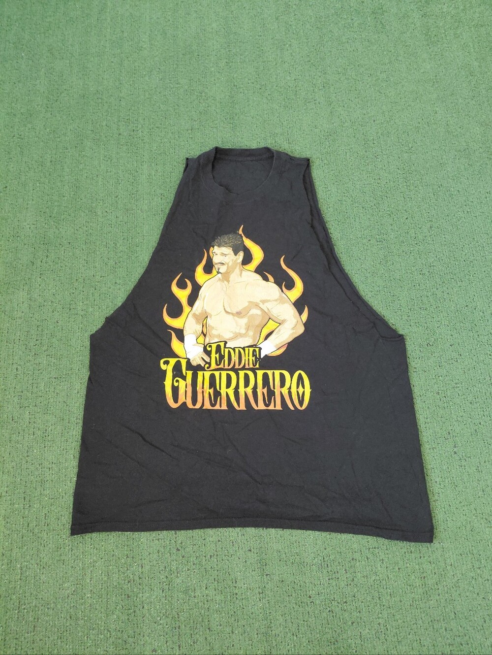 WWE Eddie Guerrero Wrestling WWF Cutoff Black Shirt Sz Large